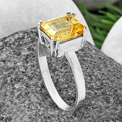 925 Silver Rectangle Step Cut Gemstone Ring Handmade Sterling Jewelry DGR1110 R-1020