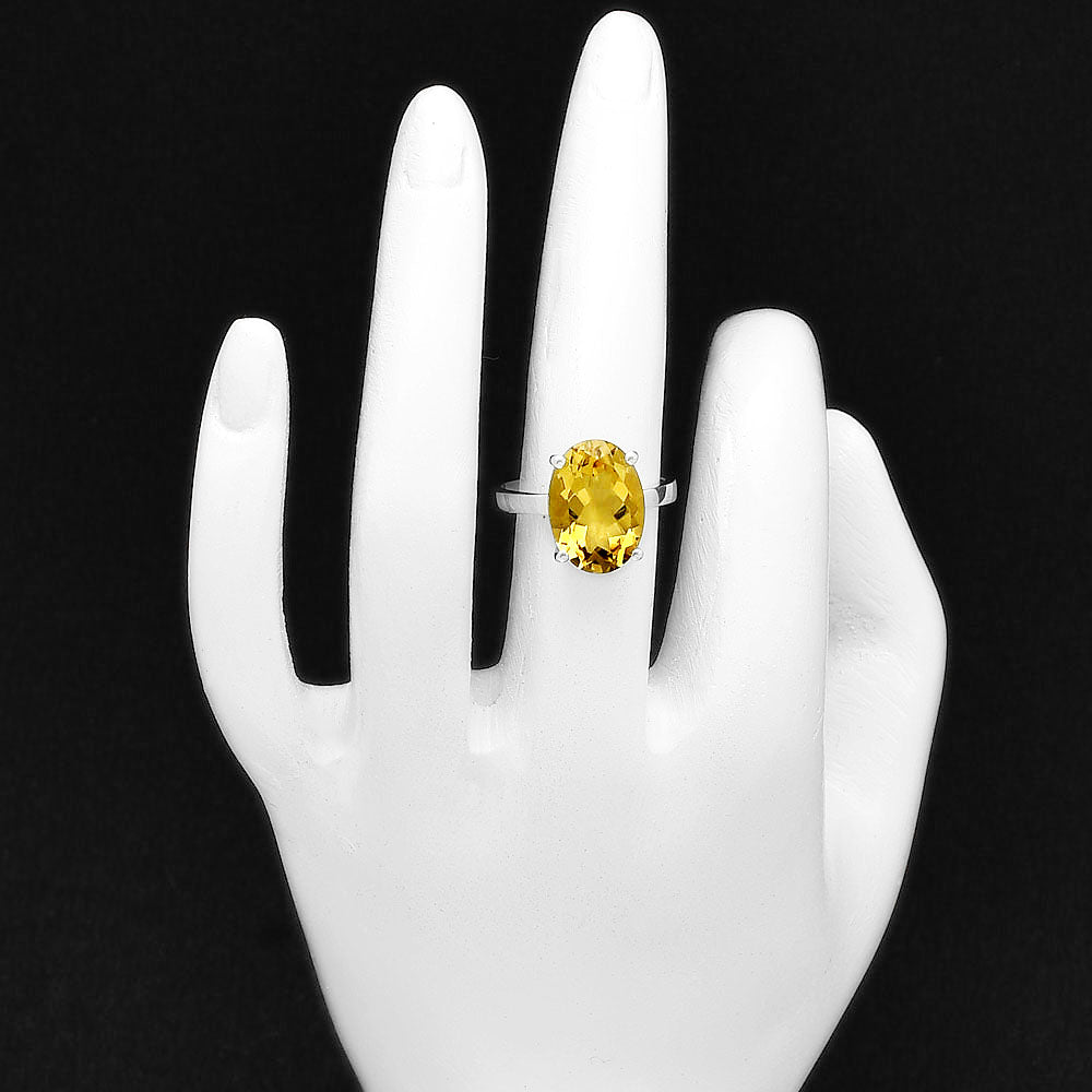 Faceted Oval Cut Birth Gemstone Solitaire Handmade Ring Sterling Silver DGR1112 R-1019