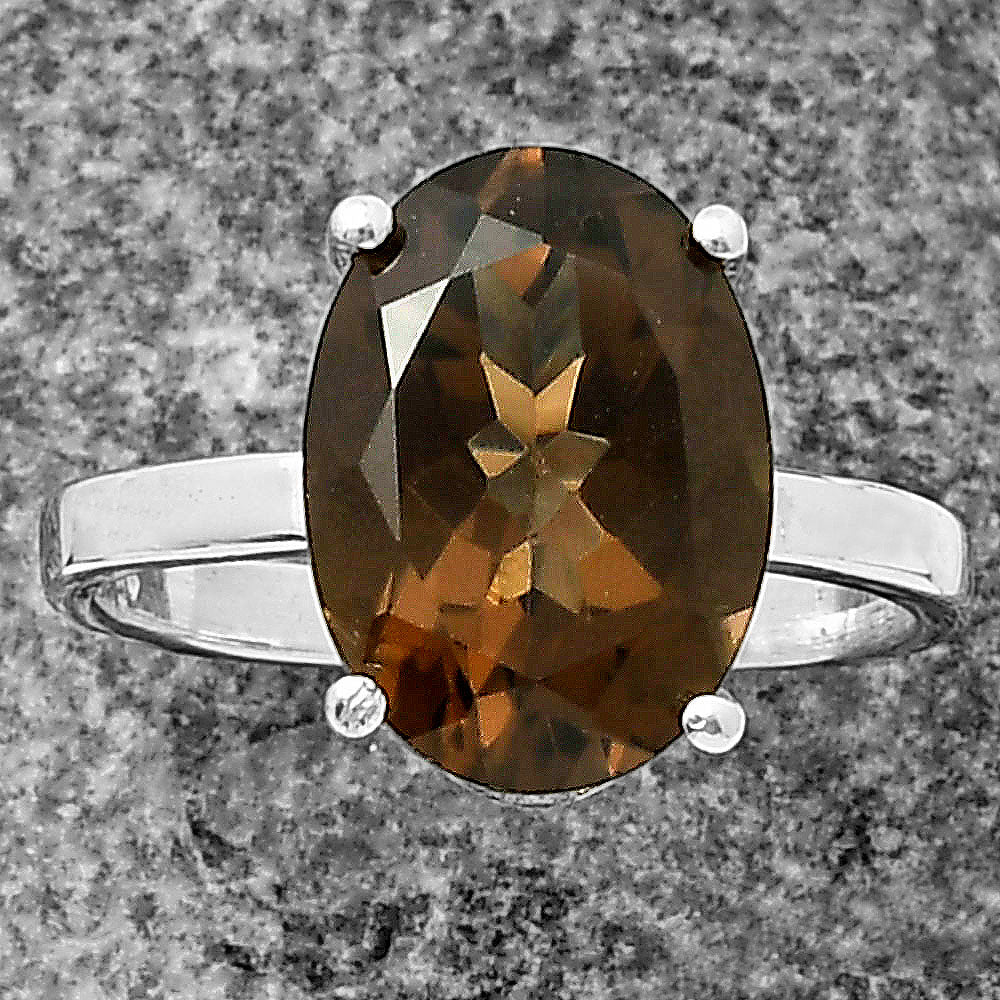 Faceted Oval Cut Birth Gemstone Solitaire Handmade Ring Sterling Silver DGR1112 R-1019