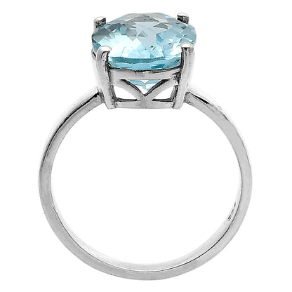 Natural Sky Blue Topaz Faceted Oval Ring 925 Sterling Silver Jewelry DGR1114 R-1019