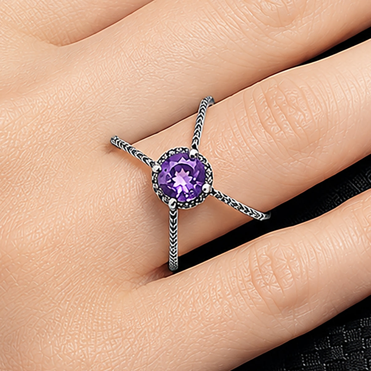 Modern X Shape Multicolor Gemstone Ring in 925 Sterling Silver Jewelry DGR1115 R-1244