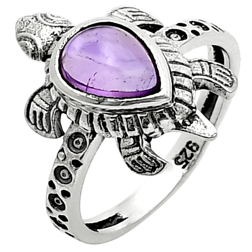 Handmade Turtle Design Multicolor Gemstone Ring in 925 Sterling Silver DGR1116 R-1076