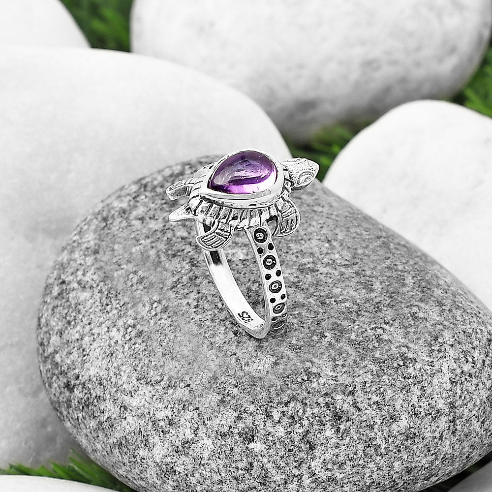 Handmade Turtle Design Multicolor Gemstone Ring in 925 Sterling Silver DGR1116 R-1076