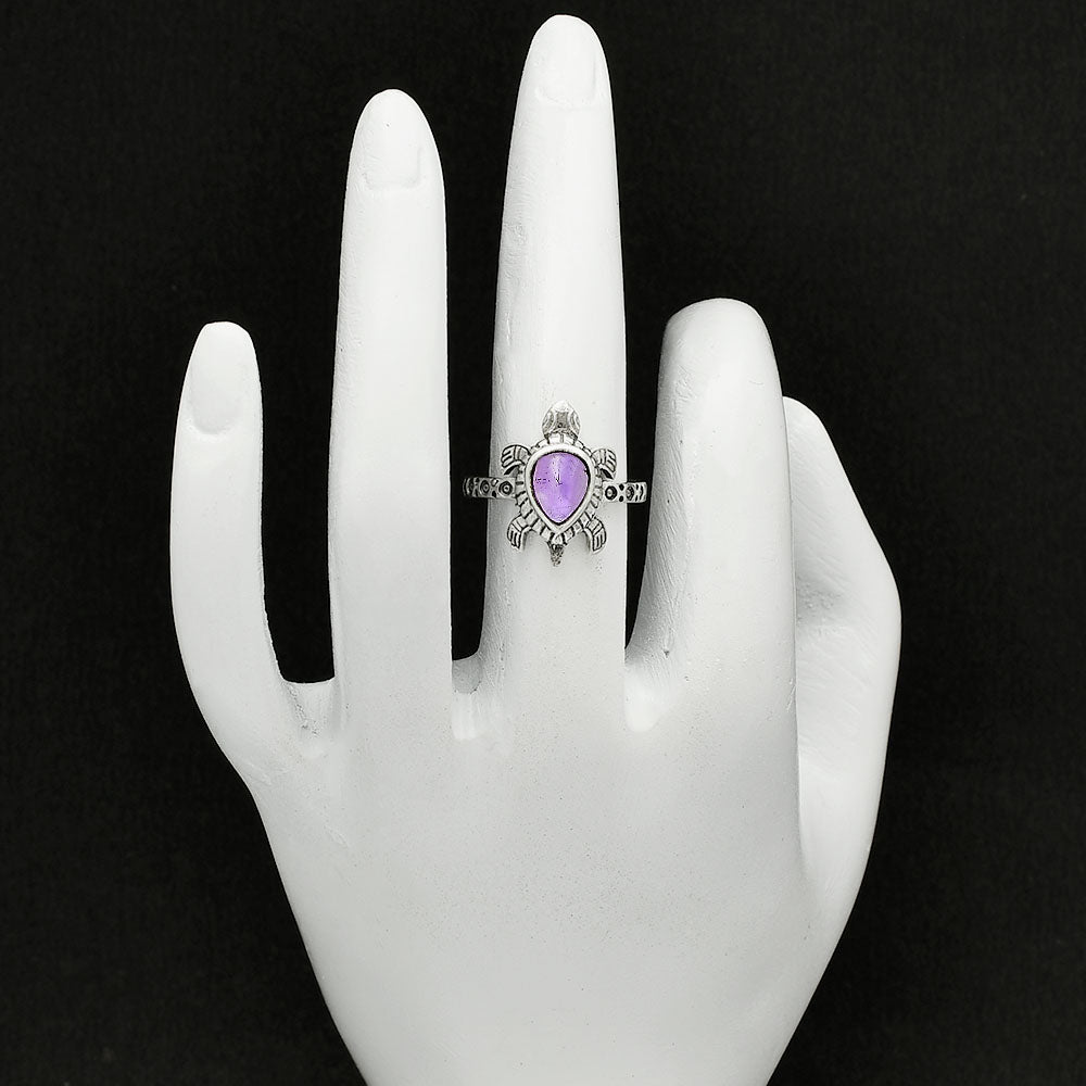 Handmade Turtle Design Multicolor Gemstone Ring in 925 Sterling Silver DGR1116 R-1076