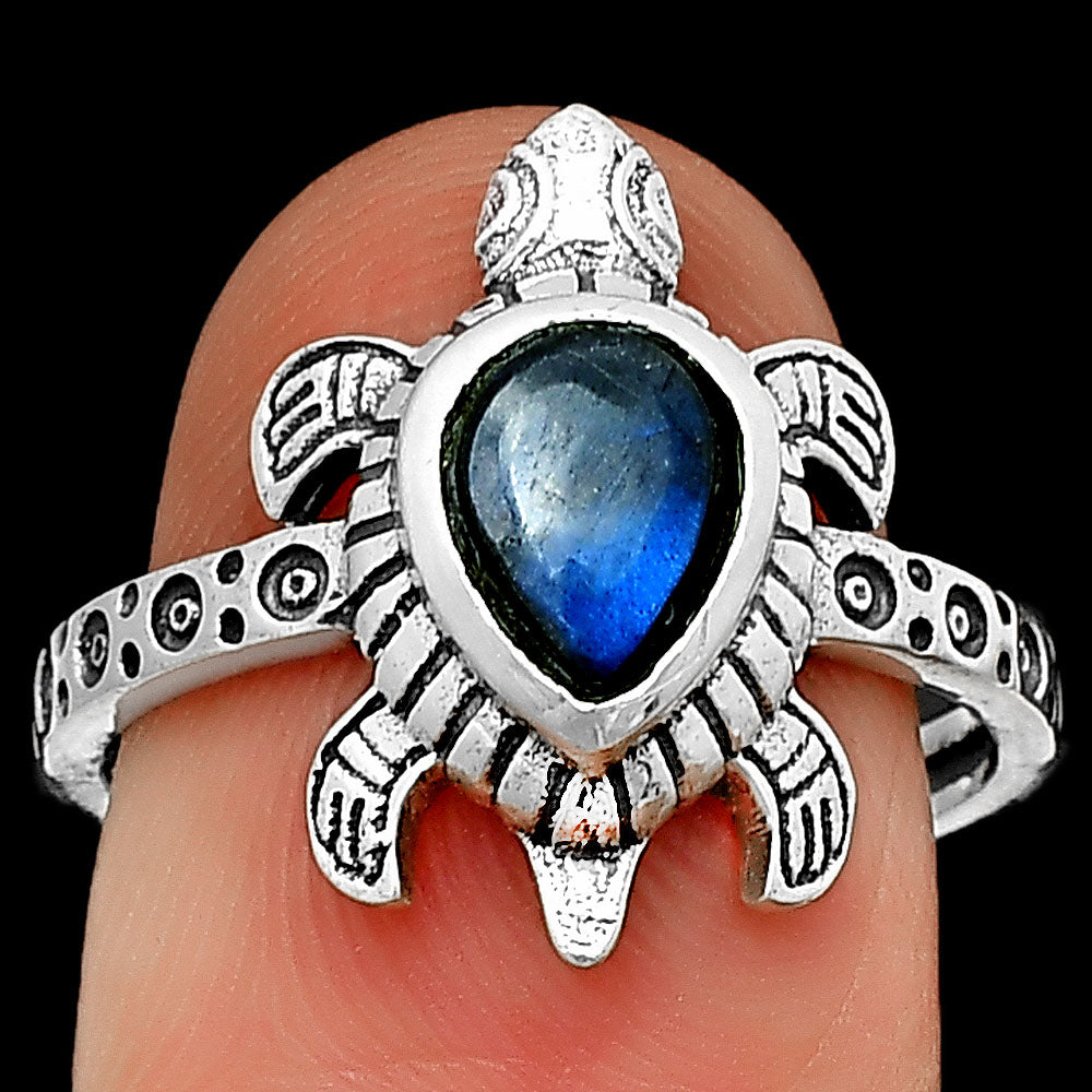 Handmade Turtle Design Multicolor Gemstone Ring in 925 Sterling Silver DGR1116 R-1076