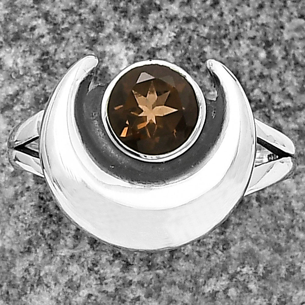 Crescent Moon Natural Gemstone Ring 925 Sterling Silver Handmade Jewelry DGR1117 R-1072