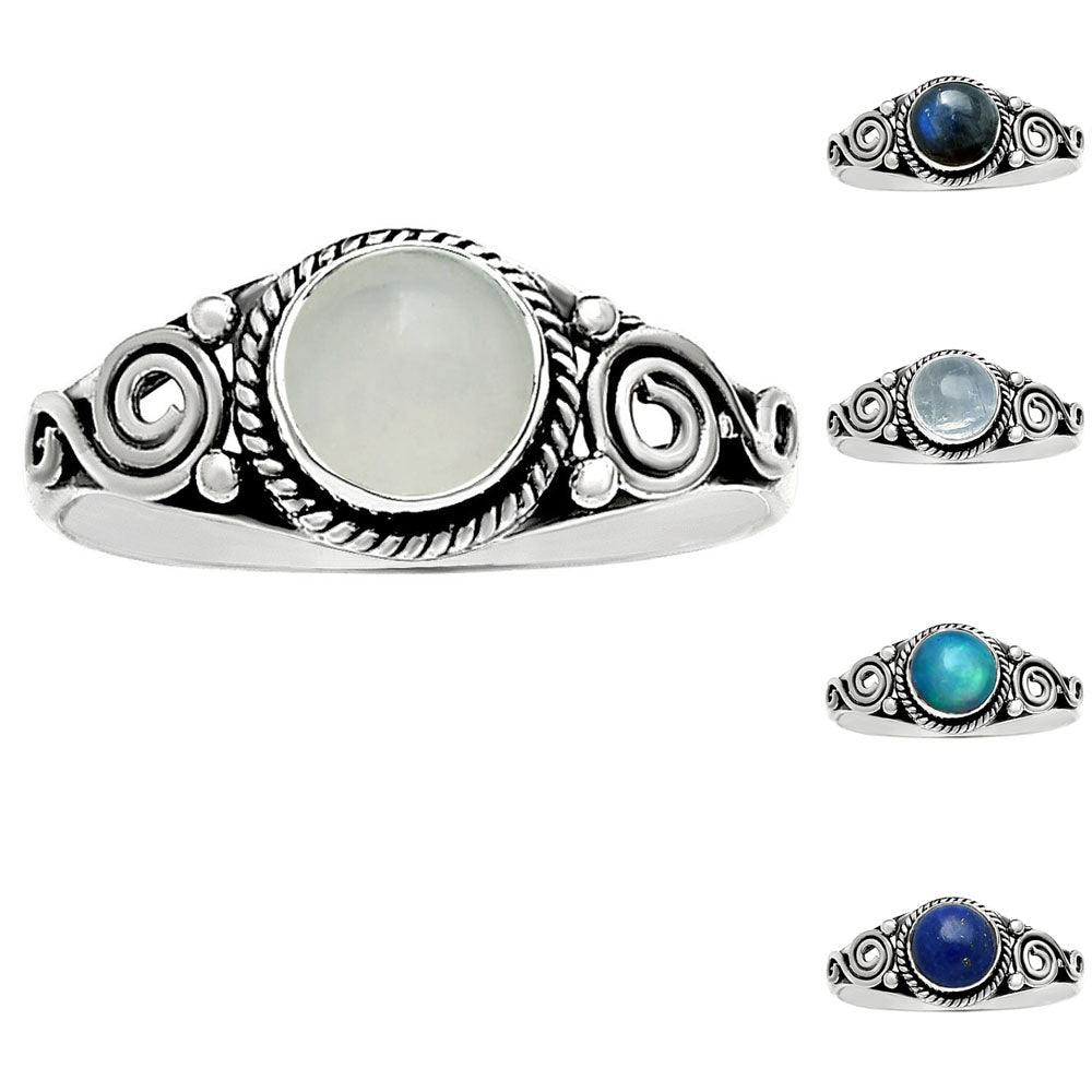 Swirl Design Natural Gemstone Ring 925 Sterling Silver Handmade Jewelry DGR1118 R-1238