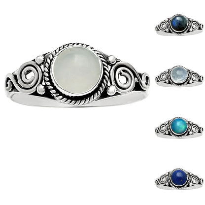 Swirl Design Natural Gemstone Ring 925 Sterling Silver Handmade Jewelry DGR1118 R-1238