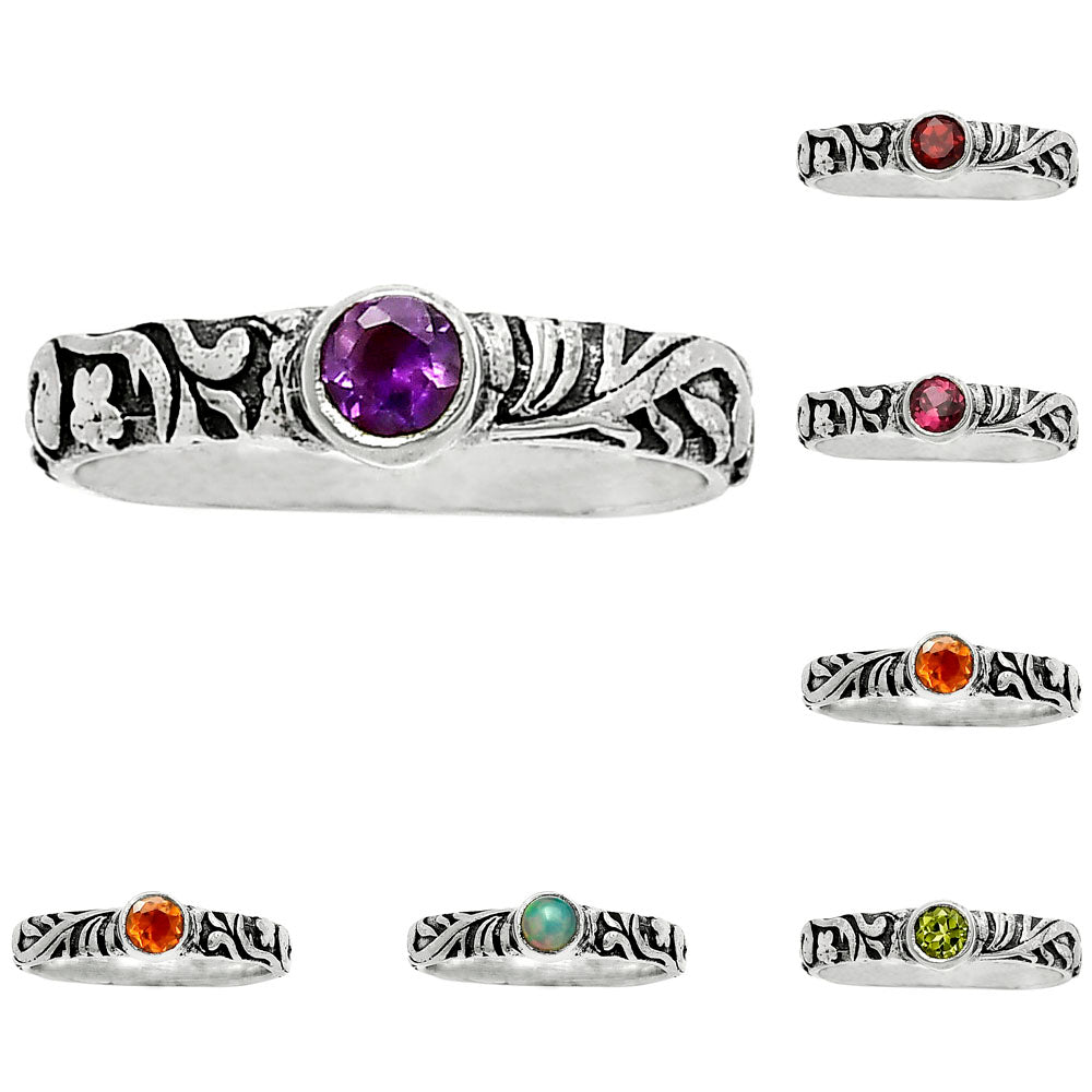 Boho Oxidized Handmade Floral Engraved Ring 925 Silver Gemstone Jewelry DGR1119 R-1042