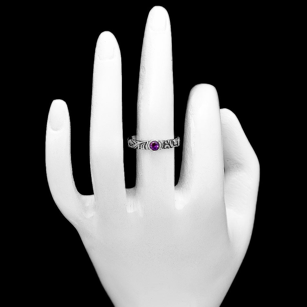 Boho Oxidized Handmade Floral Engraved Ring 925 Silver Gemstone Jewelry DGR1119 R-1042