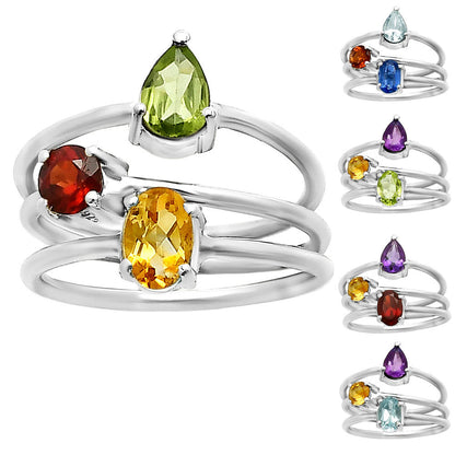 Stackable - Natural Gemstones 925 Silver Ring Size 5-9 Jewelry DGR1120 R-1159
