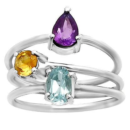 Stackable - Natural Gemstones 925 Silver Ring Size 5-9 Jewelry DGR1120 R-1159