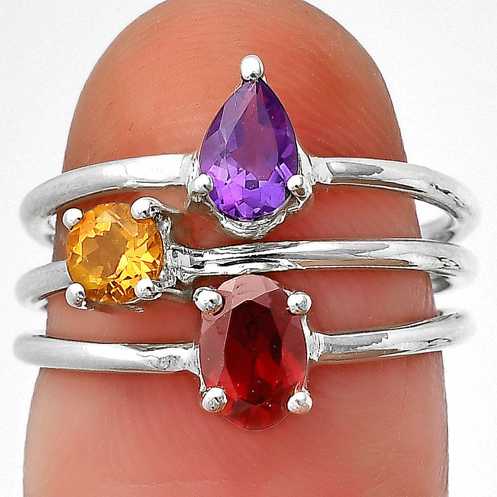 Stackable - Natural Gemstones 925 Silver Ring Size 5-9 Jewelry DGR1120 R-1159