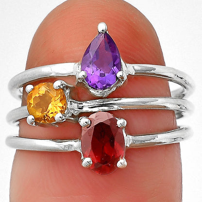 Stackable - Natural Gemstones 925 Silver Ring Size 5-9 Jewelry DGR1120 R-1159