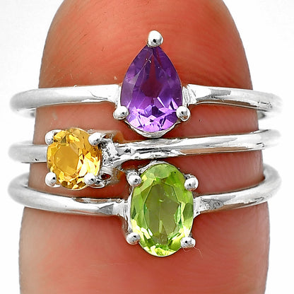 Stackable - Natural Gemstones 925 Silver Ring Size 5-9 Jewelry DGR1120 R-1159