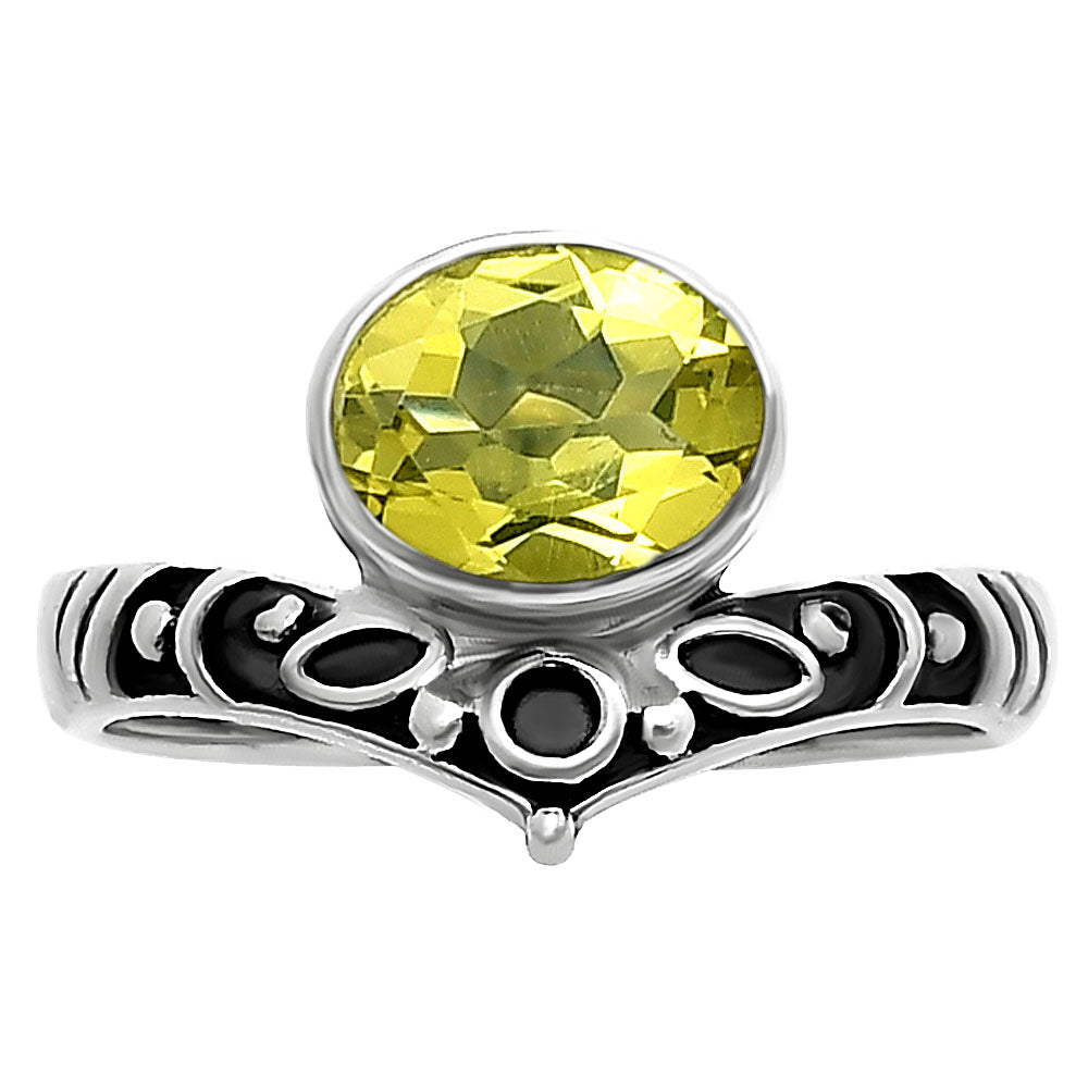 Boho Ornate Vintage Style Oxidized Gemstone Ring in 925 Silver for Women DGR1121 R-1046