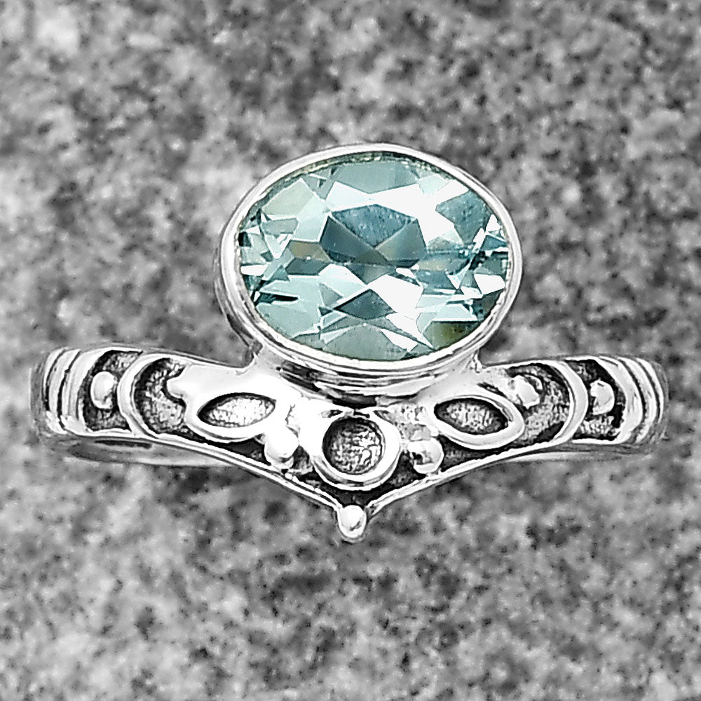 Boho Ornate Vintage Style Oxidized Gemstone Ring in 925 Silver for Women DGR1121 R-1046
