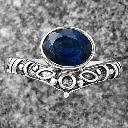Boho Ornate Vintage Style Oxidized Gemstone Ring in 925 Silver for Women DGR1121 R-1046