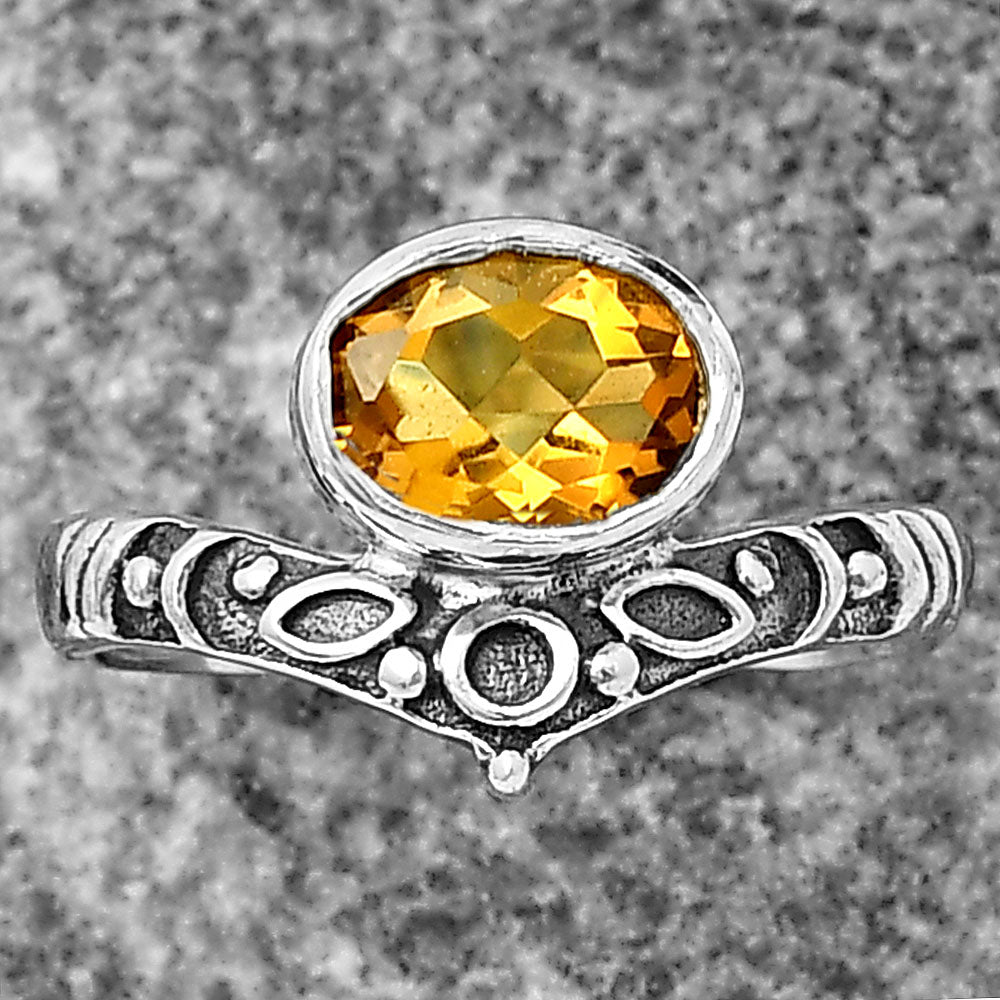 Boho Ornate Vintage Style Oxidized Gemstone Ring in 925 Silver for Women DGR1121 R-1046