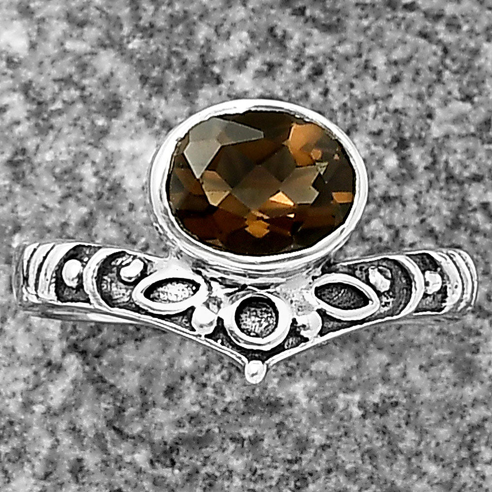 Boho Ornate Vintage Style Oxidized Gemstone Ring in 925 Silver for Women DGR1121 R-1046