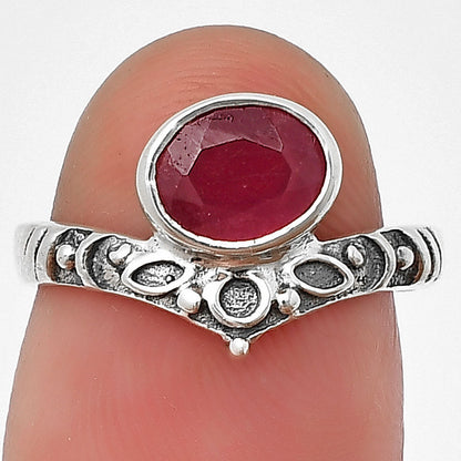 Boho Ornate Vintage Style Oxidized Gemstone Ring in 925 Silver for Women DGR1121 R-1046