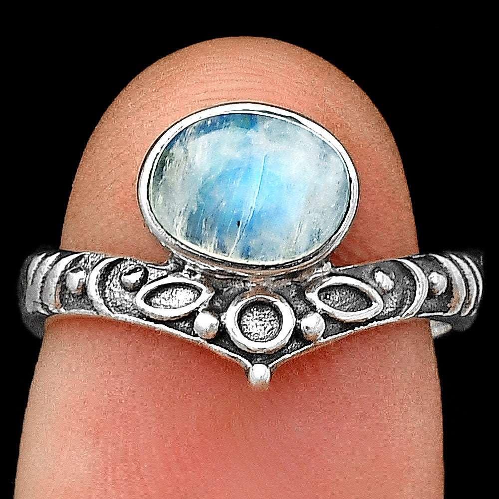 Boho Ornate Vintage Style Oxidized Gemstone Ring in 925 Silver for Women DGR1121 R-1046