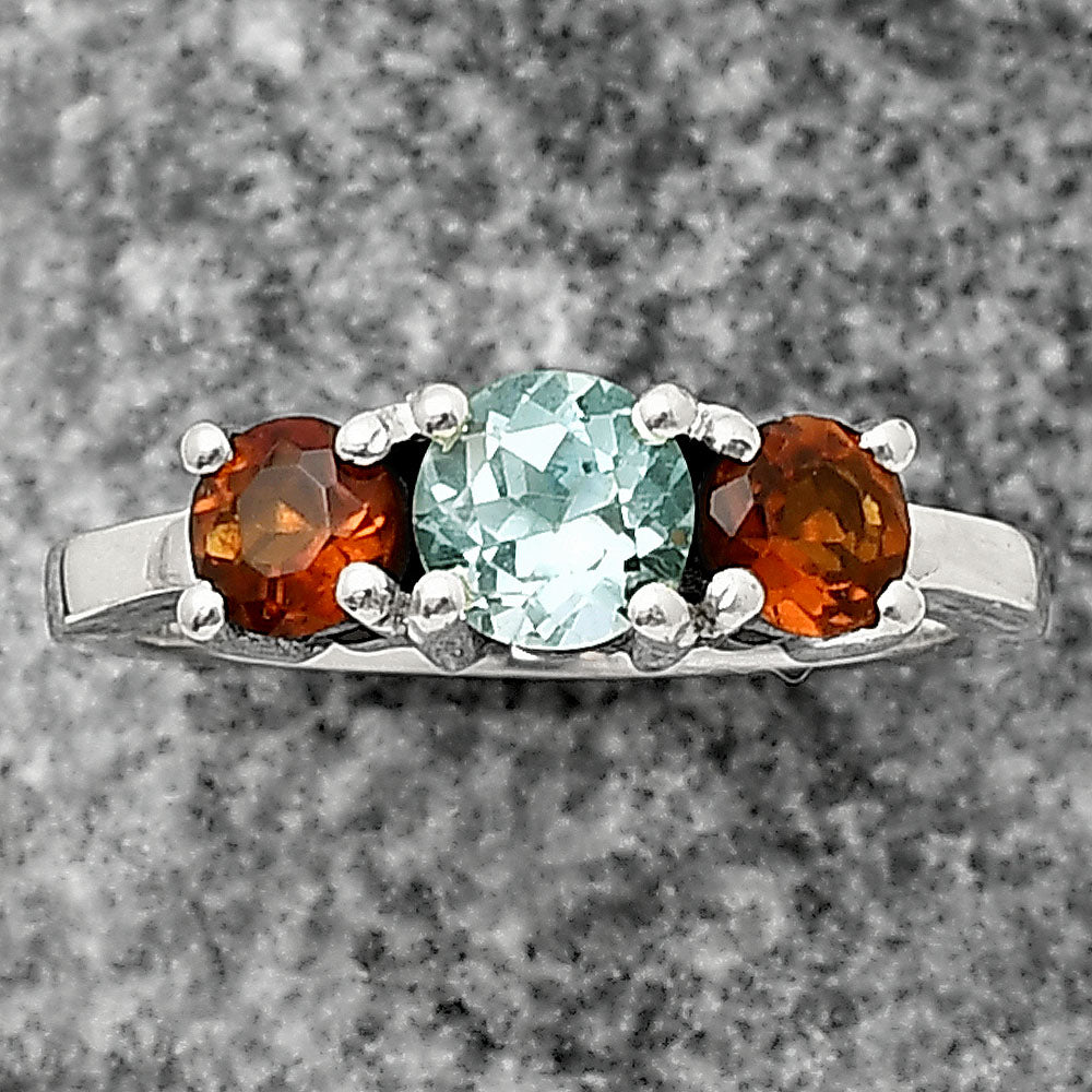 Three Stone Colorful Gemstone Ring 925 Sterling Silver Handmade Jewelry DGR1122 R-1047