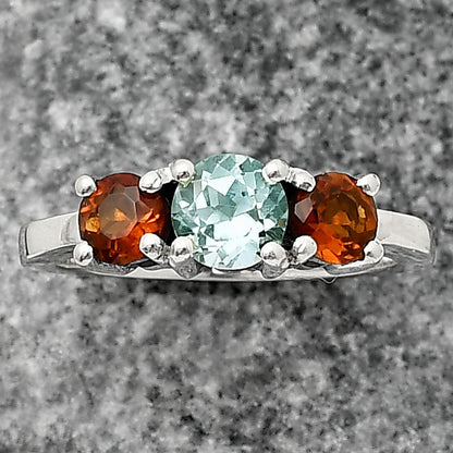 Three Stone Colorful Gemstone Ring 925 Sterling Silver Handmade Jewelry DGR1122 R-1047