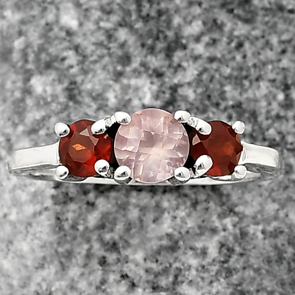 Three Stone Colorful Gemstone Ring 925 Sterling Silver Handmade Jewelry DGR1122 R-1047