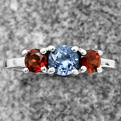 Three Stone Colorful Gemstone Ring 925 Sterling Silver Handmade Jewelry DGR1122 R-1047