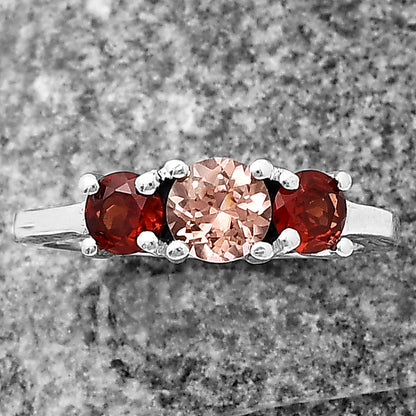 Three Stone Colorful Gemstone Ring 925 Sterling Silver Handmade Jewelry DGR1122 R-1047