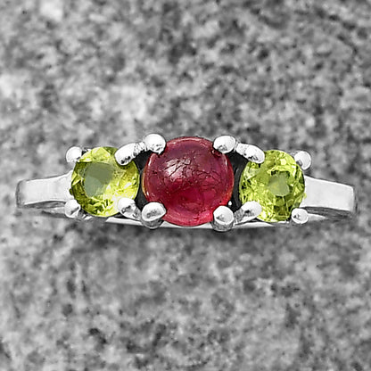 Three Stone Colorful Gemstone Ring 925 Sterling Silver Handmade Jewelry DGR1122 R-1047