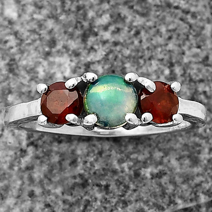 Three Stone Colorful Gemstone Ring 925 Sterling Silver Handmade Jewelry DGR1122 R-1047