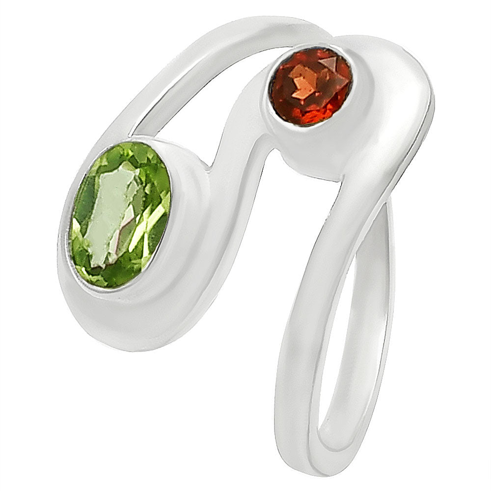 Open Bypass Gemstone Ring 925 Sterling Silver Modern Handmade Jewelry DGR1123 R-1039