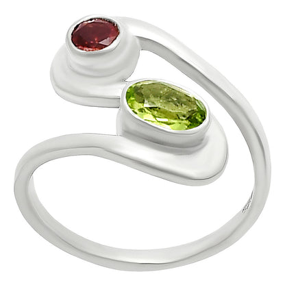Open Bypass Gemstone Ring 925 Sterling Silver Modern Handmade Jewelry DGR1123 R-1039