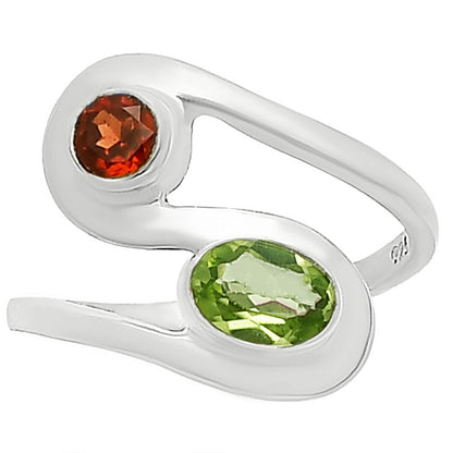 Open Bypass Gemstone Ring 925 Sterling Silver Modern Handmade Jewelry DGR1123 R-1039