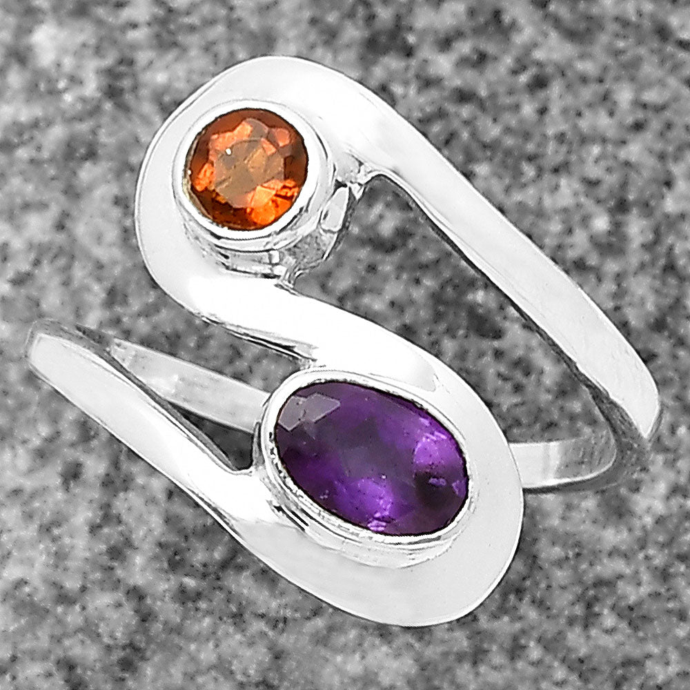 Open Bypass Gemstone Ring 925 Sterling Silver Modern Handmade Jewelry DGR1123 R-1039