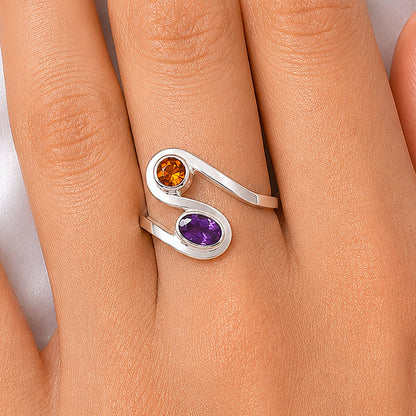 Open Bypass Gemstone Ring 925 Sterling Silver Modern Handmade Jewelry DGR1123 R-1039