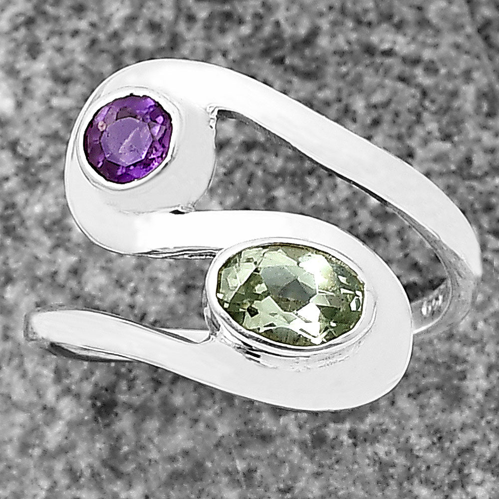 Open Bypass Gemstone Ring 925 Sterling Silver Modern Handmade Jewelry DGR1123 R-1039