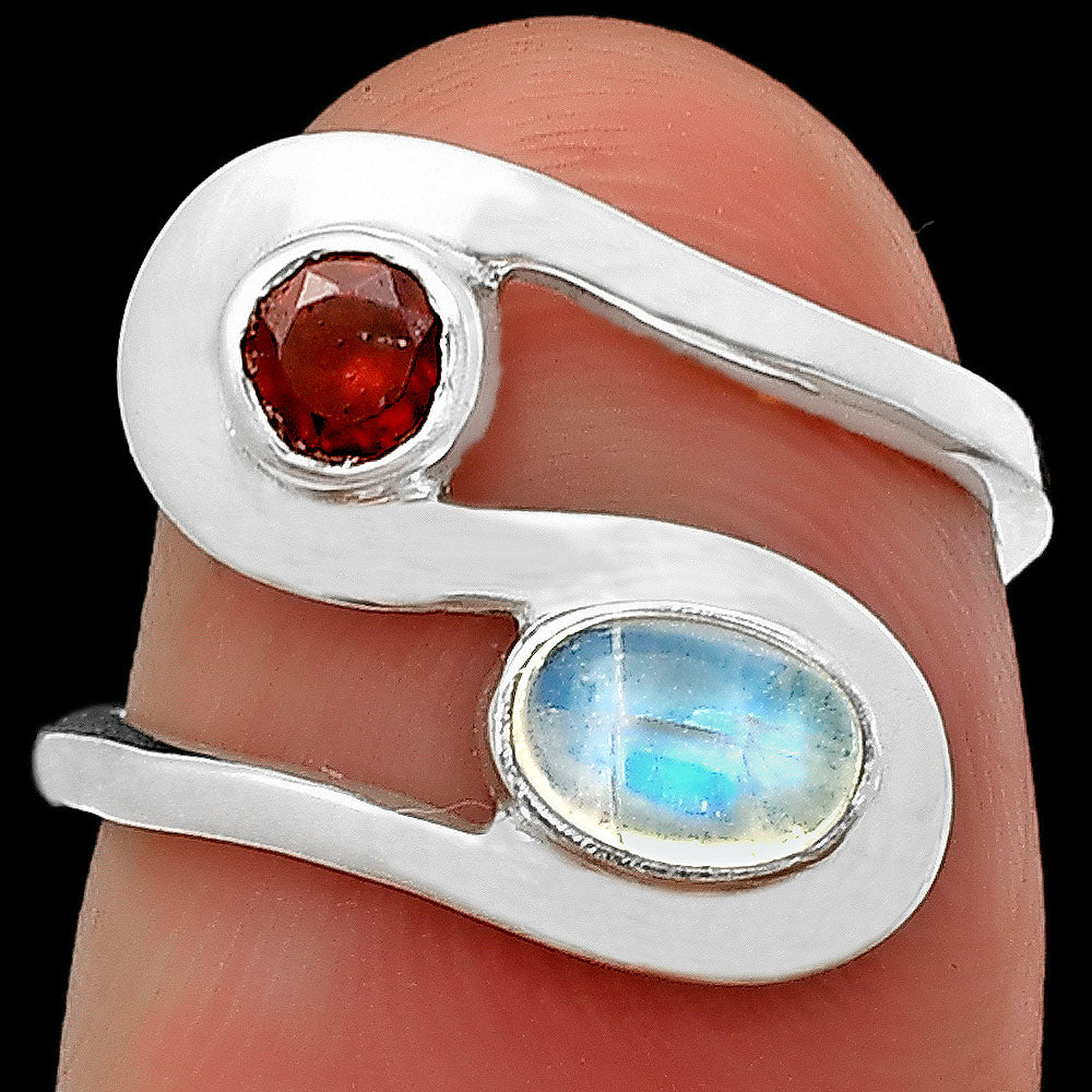 Open Bypass Gemstone Ring 925 Sterling Silver Modern Handmade Jewelry DGR1123 R-1039