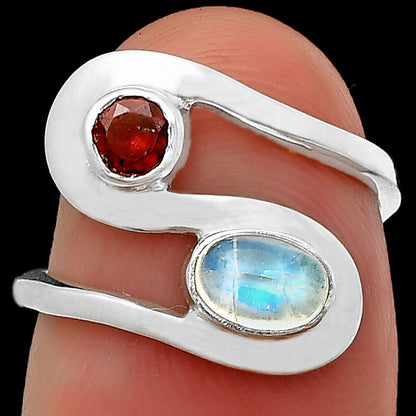 Open Bypass Gemstone Ring 925 Sterling Silver Modern Handmade Jewelry DGR1123 R-1039