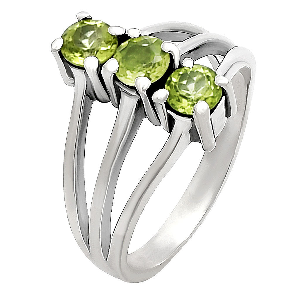 Three Stone Vertical Gemstone Ring 925 Sterling Silver Handmade Jewelry DGR1124 R-1050