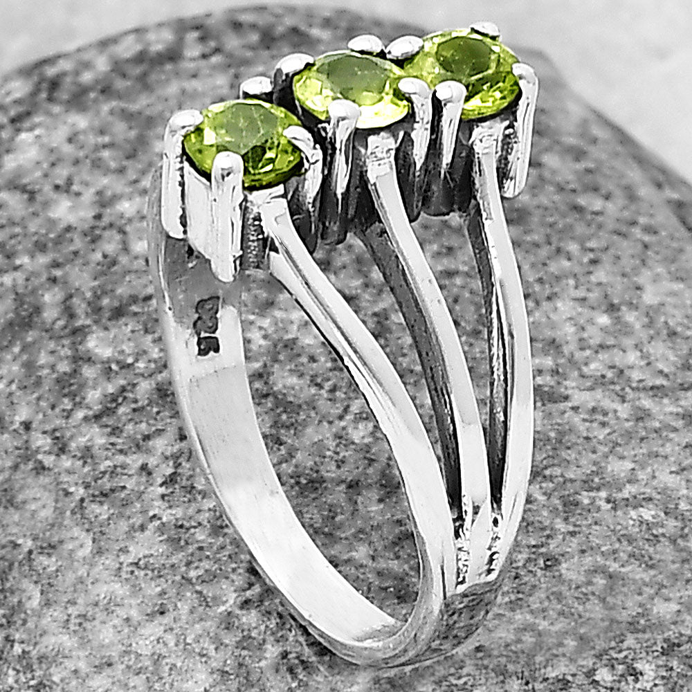 Three Stone Vertical Gemstone Ring 925 Sterling Silver Handmade Jewelry DGR1124 R-1050