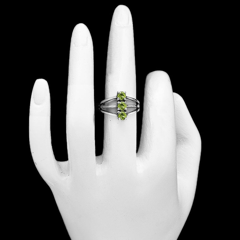 Three Stone Vertical Gemstone Ring 925 Sterling Silver Handmade Jewelry DGR1124 R-1050