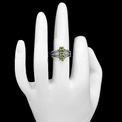 Three Stone Vertical Gemstone Ring 925 Sterling Silver Handmade Jewelry DGR1124 R-1050