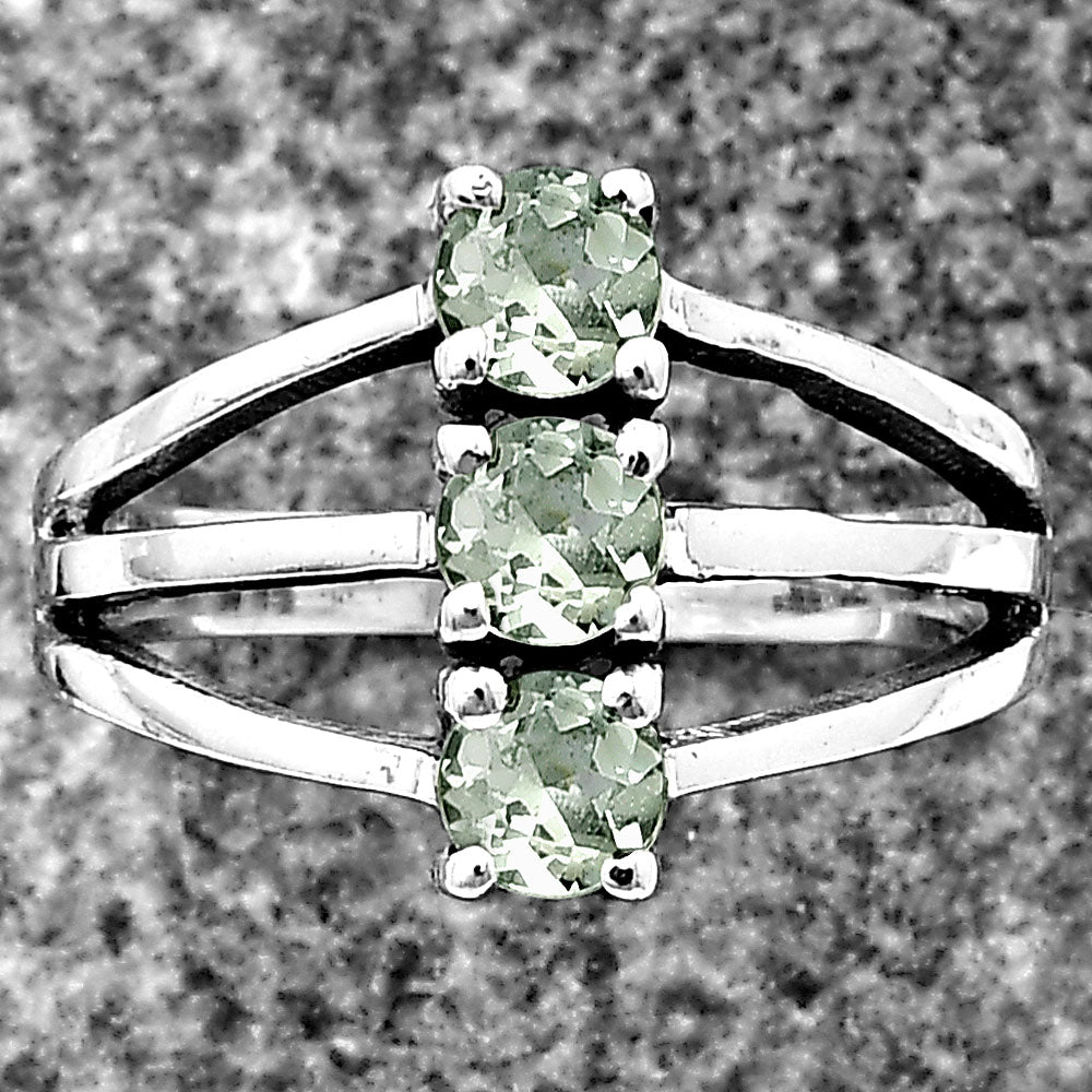 Three Stone Vertical Gemstone Ring 925 Sterling Silver Handmade Jewelry DGR1124 R-1050