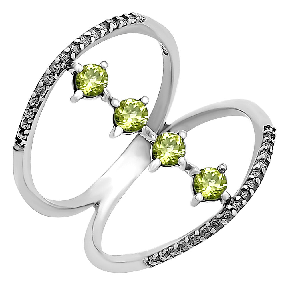 Elegant 4 Stone Double Band Ring 925 Sterling Silver Handmade Jewelry DGR1126 R-1247