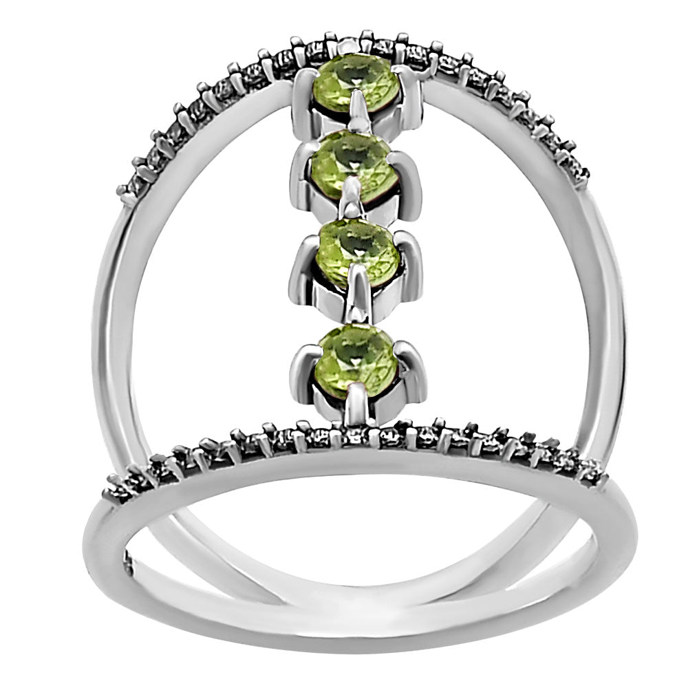 Elegant 4 Stone Double Band Ring 925 Sterling Silver Handmade Jewelry DGR1126 R-1247