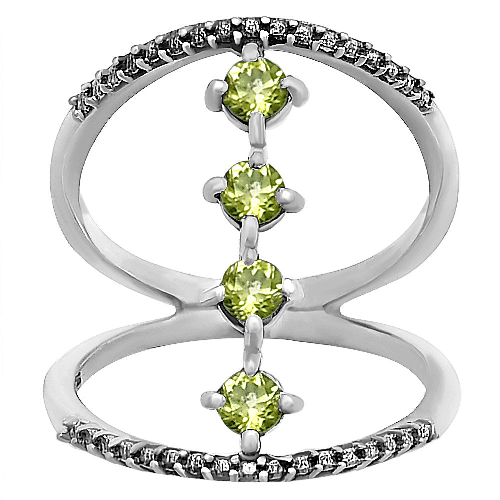 Elegant 4 Stone Double Band Ring 925 Sterling Silver Handmade Jewelry DGR1126 R-1247