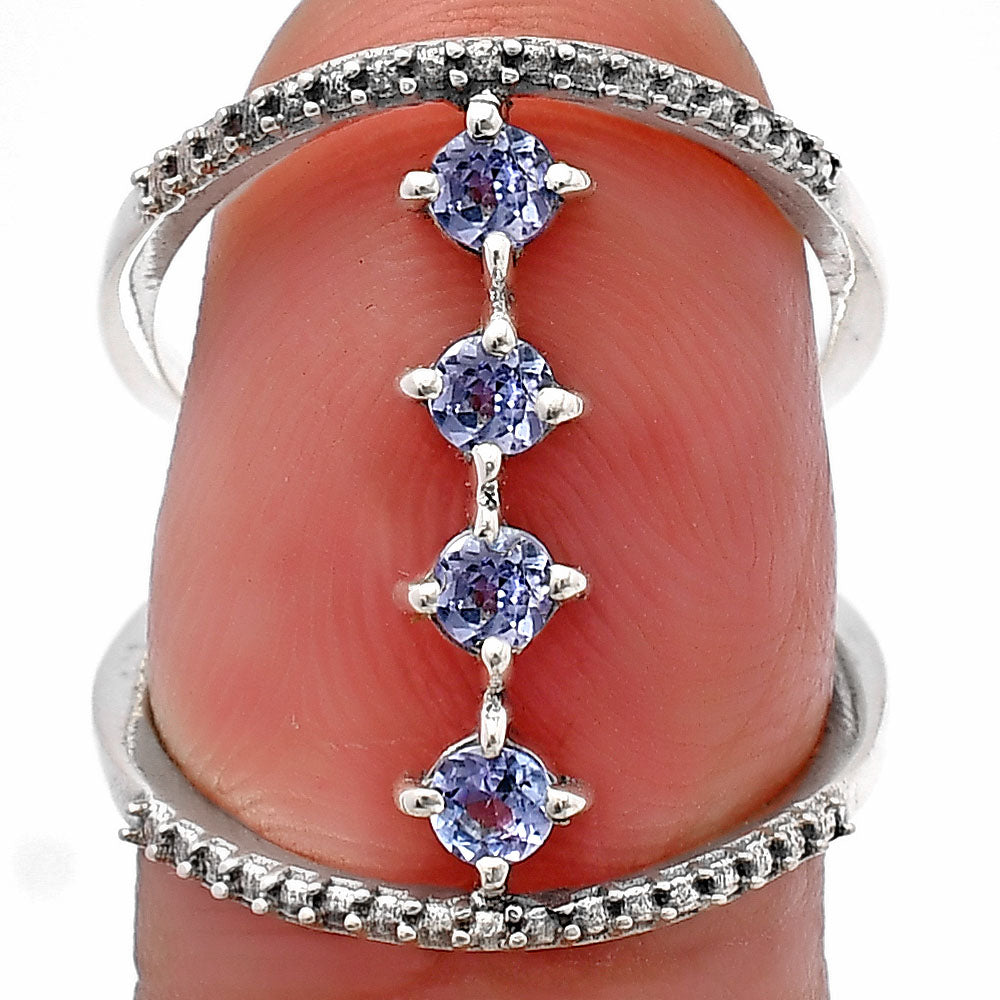 Elegant 4 Stone Double Band Ring 925 Sterling Silver Handmade Jewelry DGR1126 R-1247